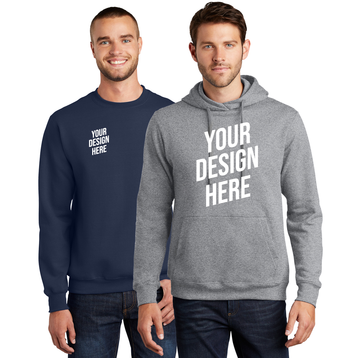 custom sweatshirts, embroidered sweatshirts, screen printed hoodies, personalized hooded sweatshirts